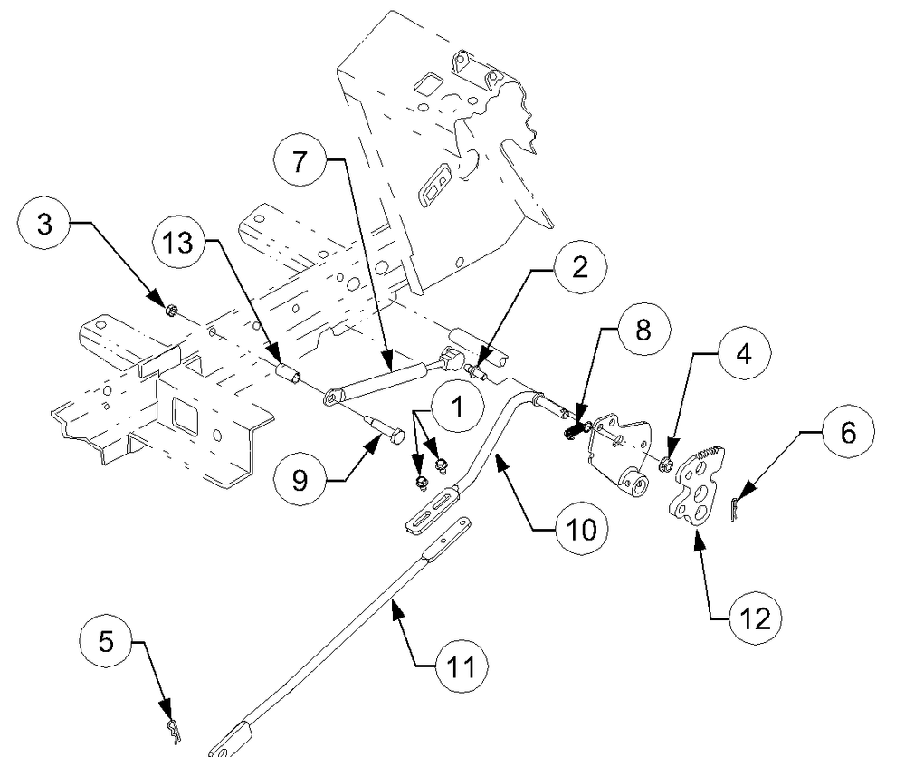 Transmission Controls Diagram and Parts List for 2518-44 13A208L100-13B288L100 Cub Cadet Lawn Tractor